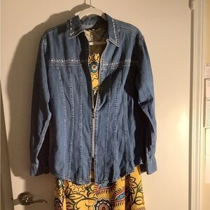 solutions blue jean shirt or shacket (worn the world over) Size M to L